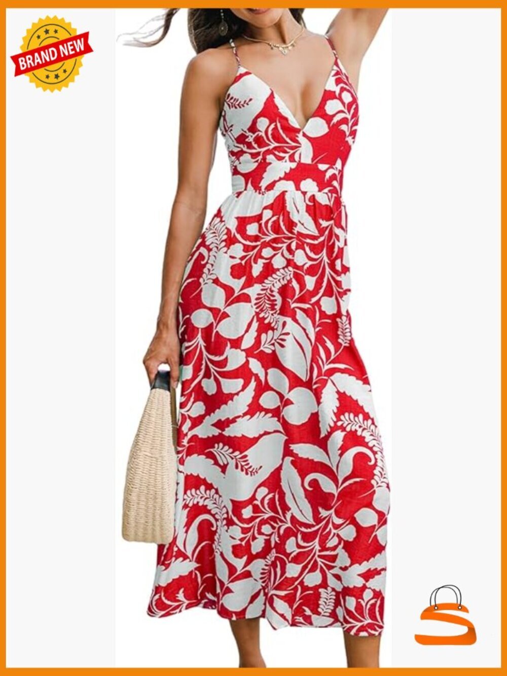 Smocked Waist Maxi Dress Deep V Neck Open Back Flowy Boho Bodycon